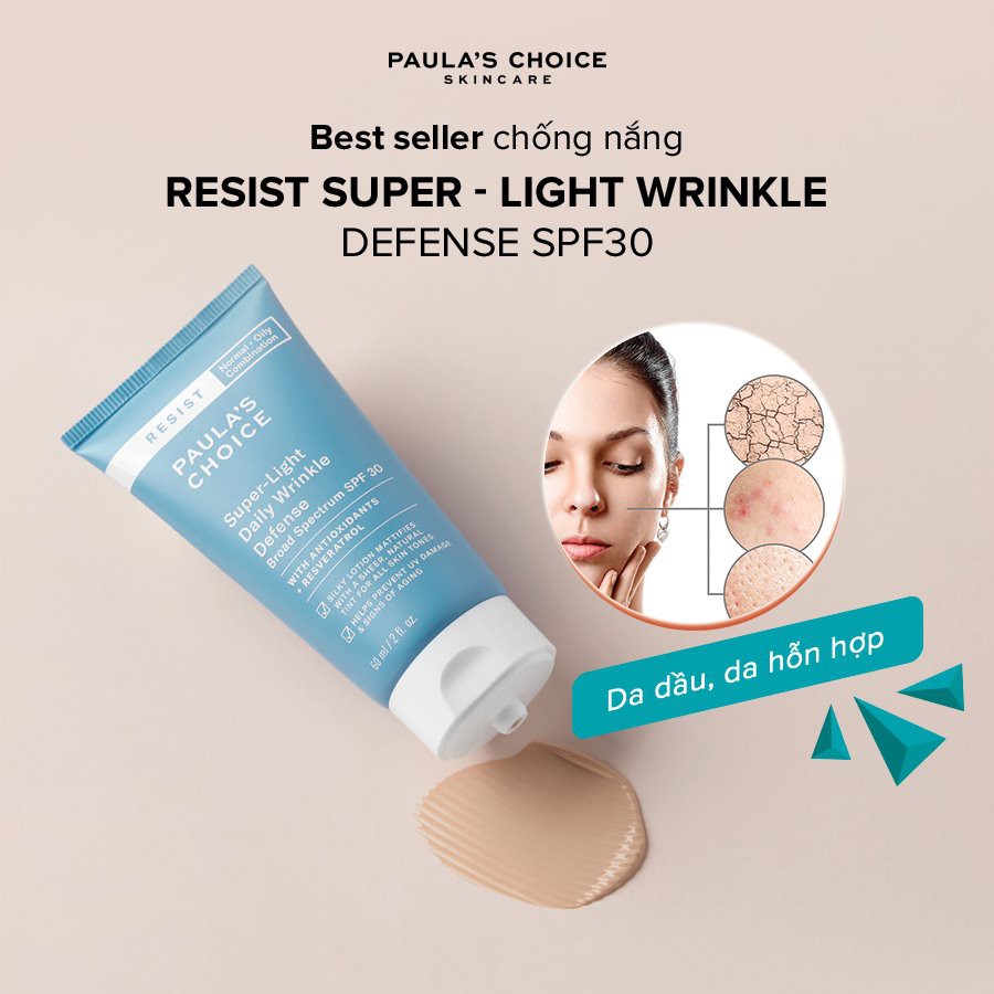 Kem Chống Nắng Dưỡng Ngày Siêu Nhẹ Paula’s Choice Resist Super-Light Wrinkle Defense SPF 30 60ml