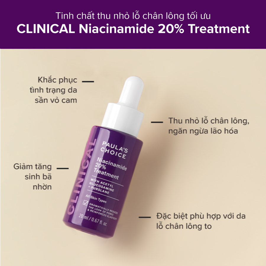 Tinh Chất Se Khít Lỗ Chân Lông Paula's Choice Clinical Niacinamide 20% Treatment 20mlTinh Chất Se Khít Lỗ Chân Lông Paula's Choice Niacinamide 20% 20ml